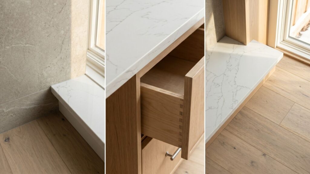 Durable quartz countertops and LVP flooring in a Minnesota kitchen built for the climate