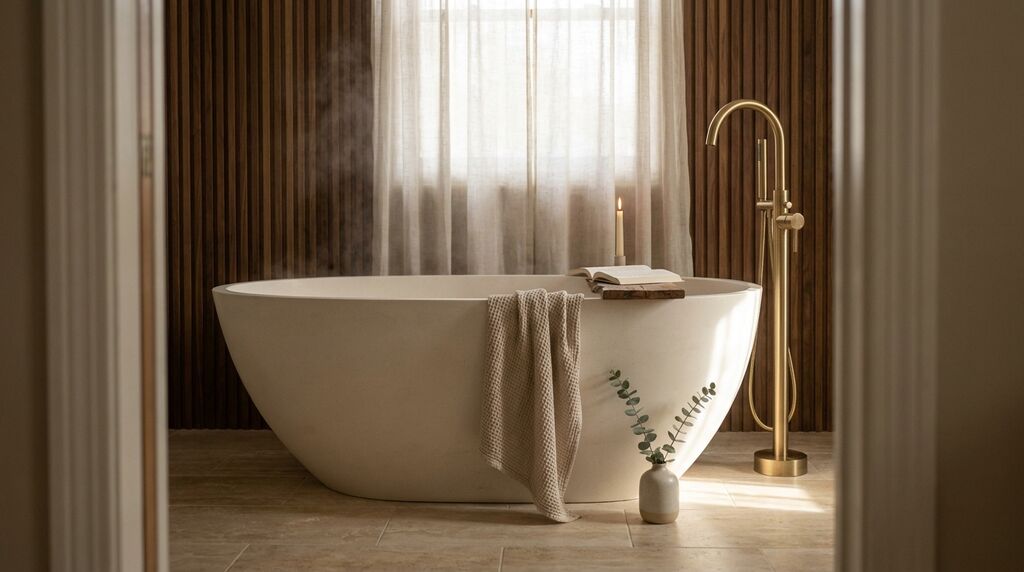 Fabulous freestanding soaking tub in a Twin Cities bathroom remodel